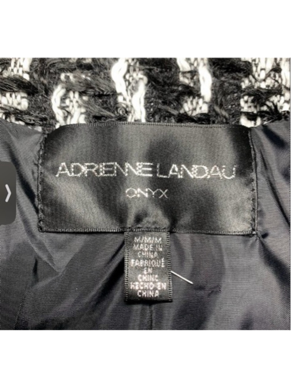ADRIENNE LANDAU Black White Tweed Fringe Jacket M nwot - Picture 2 of 3